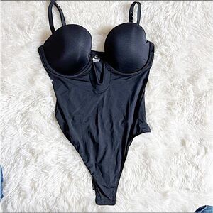 Felina Women's Aria One Piece Pull-On Bodysuit Stretch Black Size Small